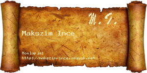 Makszim Ince névjegykártya